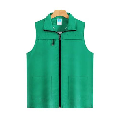 Men Women Outdoor Fishing Vest Zip Up Travel Hiking Summer Outerwear Unisex Mesh Breathable Waistcoat Lightweight - color: Army Green, size: X-Large