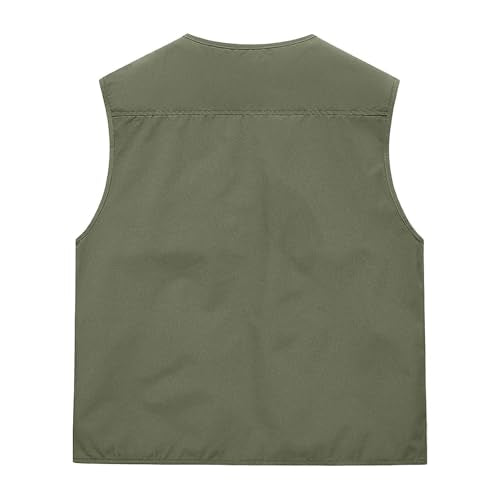 Men's Outdoor Fishing Vest Multi-Pocket Casual Lightweight Quick Dry Travel Photography Hiking Hunting Utility Vests - color: Army Green, size: 6X-Large