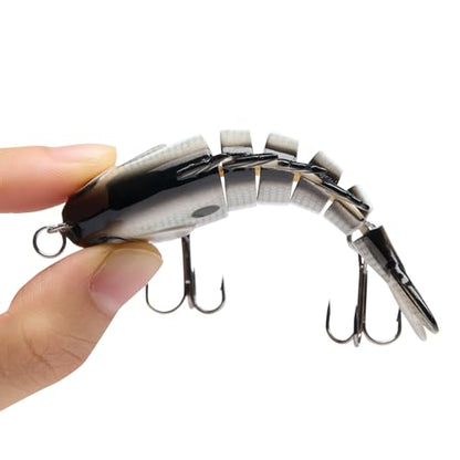 BASSDASH SwimPanfish Multi Jointed Panfish Bluegill Swimbaits Hard Topwater Bass Lures Fishing Lure Crank Saltwater 3.5in/0.85oz - color: White Shad