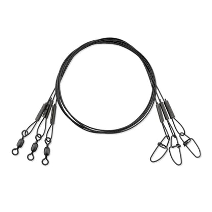 AFW Surflon Fishing Leaders – Black Nylon Coated Stainless Steel Wire, Swivel & Snap, 3 Pack, Variety Pack – Strong Leader Line for Catfishing & Toothy Game Fish - size: 45 lb, style: 18 Inch