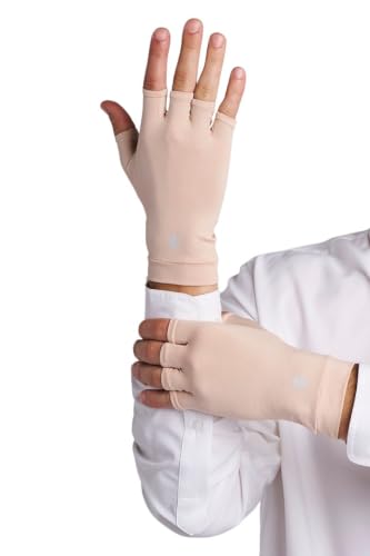 Coolibar Fingerless UV Sun Gloves - UPF 50+ Sun Protection - Ouray - color: Beige, size: Medium