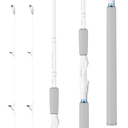 KastKing Centron Lite Twin Tip Rods, IM6 Graphite Blanks, Twin Tip Rods, Stainless Steel Guides with Ceramic Rings, Split or Full Rear EVA Handle Design, Drop Shot Hook Keeper - size: 7'6"- MH- MF (2 Pcs+ Extra Tip), style: Spinning