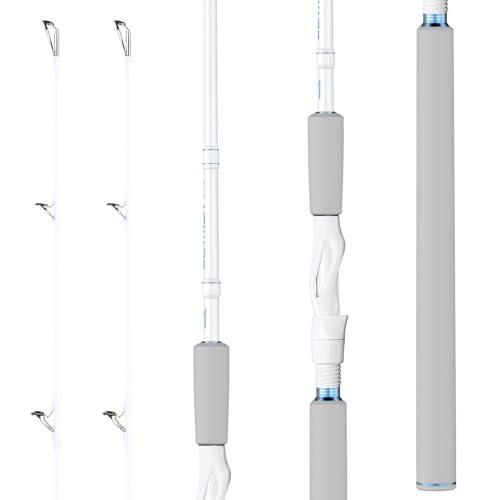 KastKing Centron Lite Twin Tip Rods, IM6 Graphite Blanks, Twin Tip Rods, Stainless Steel Guides with Ceramic Rings, Split or Full Rear EVA Handle Design, Drop Shot Hook Keeper - size: 7'6"- MH- MF (2 Pcs+ Extra Tip), style: Spinning