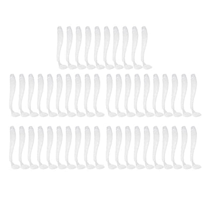 50PCS Fishing Lures Bass Worm Bait, 5cm Soft Plastic Fishing Lures T Tail Grub Worm Baits Fish Tackle Accessory - color: White