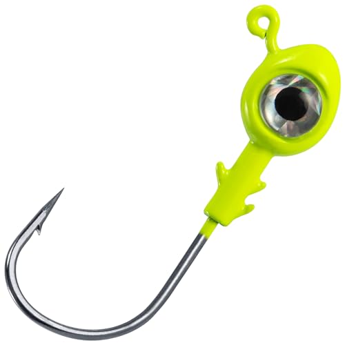 Dr.Fish 10 Pack Fishing Eyes Jigs 3D Eyes Trout Heads Bass Hook Saltwater Swimbait Jig Heads Freshwater Walleye Redfish Striper - color: Chartreuse, size: 1/8oz-Hook #1