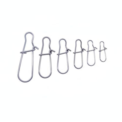 Gourd-Shape Stainless Steel Lure Snaps, Silver Finish Quick-Change Connectors for Saltwater and Freshwater Fishing Tackle (100-Pack Assorted Sizes) - size: 2.36 x 1.97 x 0.59"