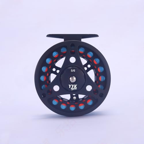 YYKBlueSky 5/6wt Fly Fishing Reel, Aluminum/Plastic Frame Optional, Smooth Drag System, Pre-Loaded Line Set (Including WF5F Floating+20LBS Backing+4X/5X/6X Taper Leader+4X/5X/6X Tippet) - style: Yykbluesky Fly Fishing Reel, 5/6 Wt Die-cast Aluminum Frame,