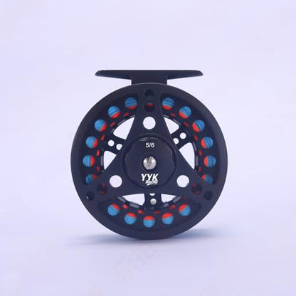 YYKBlueSky 5/6wt Fly Fishing Reel, Aluminum/Plastic Frame Optional, Smooth Drag System, Pre-Loaded Line Set (Including WF5F Floating+20LBS Backing+4X/5X/6X Taper Leader+4X/5X/6X Tippet) - style: Yykbluesky Fly Fishing Reel, 5/6 Wt Die-cast Aluminum Frame,