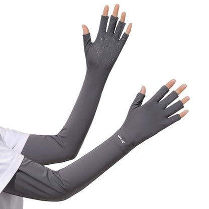 Full Finger UV Protection Gloves Driving Gloves Women, Breathable Touchscreen UPF Glove Sun Protection Glove - color: Deep Gray, size: One Size