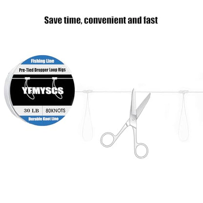 Pre-Tied Dropper Loop Rigs,Fishing Line Spool, Loops About 12 Inches Apart with 3.5 Inch Loop Size. Perfect for Saltwater & Freshwater Fishing ﻿ - size: 60LB