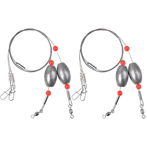 Egg Fishing Sinker Weight Rigs, 6pcs Flounder Rig Saltwater Bottom Rigs Stainless Steel Wire Leader with Egg Sinker Catfish Carolina Rigs Fishing Ready Rigs for Trout Drum Redfish Fishing - size: 0.75oz_4pcs