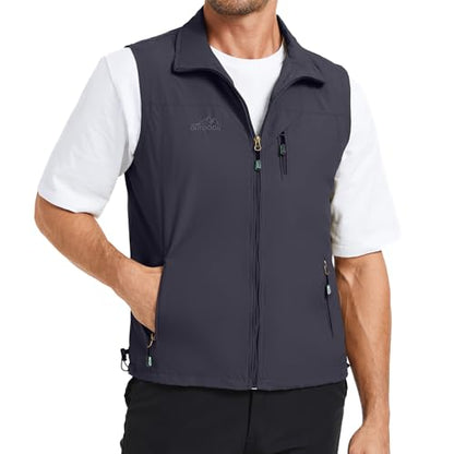 KIWI RATA Mens Casual Lightweight Outdoor Vest Summer Fishing Safari Travel Outerwear Vests Cargo Utility Jacket - color: Navy, size: Medium