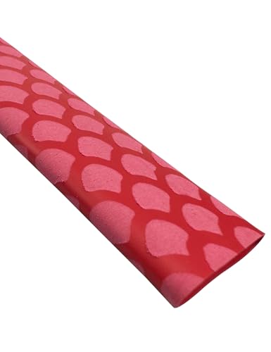 Accering Fishscale Pattern Heat Shrinkable Tubing Shrink Wrap Handle Grip Waterproof for Fishing Rod Grip and Kitchen Supplies (φ25mm, L3.3ft, Red) - color: Red, size: φ25mm, L3.3ft