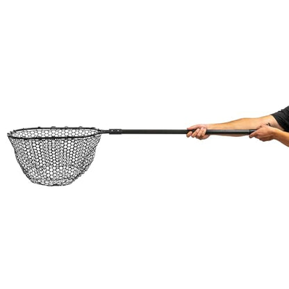 YakAttack Floating Fishing Net with Rubber Netting |16” x 19” Hoop, 11” Depth, 56” Telescoping Aluminum Handle | Snag-Free Landing Net for Kayak, Canoe, or Boat Anglers | Black