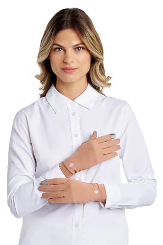 Coolibar Full Finger UV Sun Gloves - UPF 50+ Sun Protection - Gannett - color: Antique Tea, size: X-Large