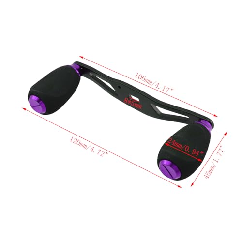 Fishing Reel Handle Purple Fishing Baitcasting Handle Rocker Baitcasting Reel Replacement Parts, with EVA Grip Knob and Nut (Black + Purple) - color: Black Purple