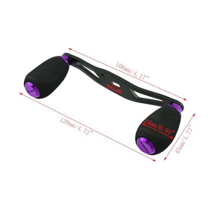Fishing Reel Handle Purple Fishing Baitcasting Handle Rocker Baitcasting Reel Replacement Parts, with EVA Grip Knob and Nut (Black + Purple) - color: Black Purple
