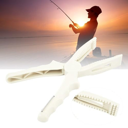 2 Pcs Fishing Pliers 8.1 Inch – ABS Fish Grip Clamp with Ergonomic Handle and Lanyard for Saltwater and Freshwater Fishing, Lightweight Portable Tackle Tool - color: White