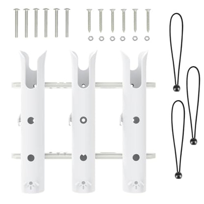 Aventik Tube Fishing Rod Holder Bracket Wall Mounted Boat Side Mount Tool Holder Tube Links with Screws 1/2/3/4/6 Pole Tube Fishing Rod Holders - color: 3-Pole White