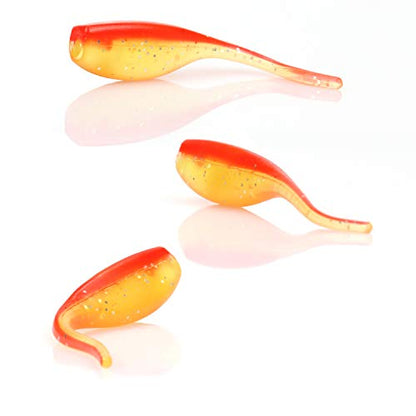 RUNCL Anchor Box - Paddle Tail Swimbaits, Soft Jerk Baits, 20/40/50/60pcs Soft Fishing Lures, Curved Tail Grubs - 3D Lifelike Eyes, Split/Boot/Curved/Straight/Thin Tail - 1/2/3/4/5in, Proven Colors - color: S - Thin Tail (2in, 50pcs)