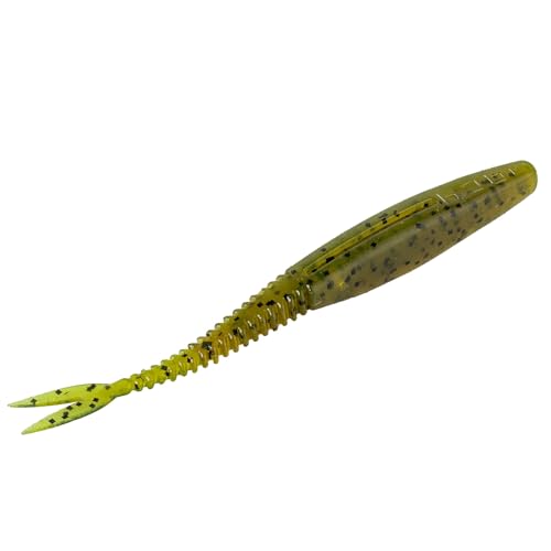 Strike King Mach Skooler Fishing Lure, Soft Plastic Jerkbait, Heavily Salted, Sleek Design, Erratic Action - color: Green Pumpkin, size: 5"