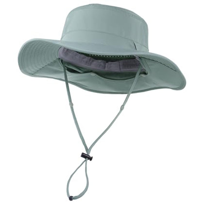 Connectyle Men's Wide Brim Sun Hat with Neck Flap UPF 50+ Packable Breathable Boonie Bucket Hat for Fishing Hiking Safari - color: Bluish Mint Green
