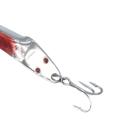 Al's Goldfish Lure Co. Lil' 49er Ice Jig - IFN50 Ice Fishing Jig with Treble Hook Off the Nose. Jigging Lure for Crappie, Perch, Panfish, Trout and Bass - 1/4 oz. 1-3/4" - color: Neon Red