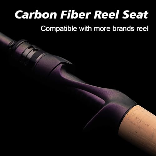 PURELURE ACUTEVIOLET Bass Fishing Rod Regular Fast Action - Jerkbait Rod 2 Piece, TORAY 36T Carbon Fiber Spinning & Baitcasting Rod, Titanium Frame Guide with Torzite Ring, Carbon Reel Seat - style: Cast: C662ml- Medium Light - Regular Fast-2pcs
