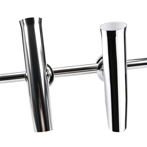 NovelBee 2pcs Boat Fishing Rod Holder,Stainless Tournament Style Clamp on Fishing Rod Pole Holder for Rails 1-1/4" to 2"