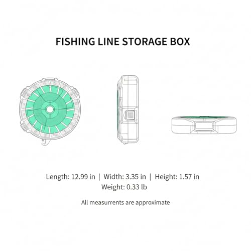 Fishing Line Storage Box, Compact PP Tackle Organizer for Leader & Carbon Spools, Portable Green Case for Lure Angling