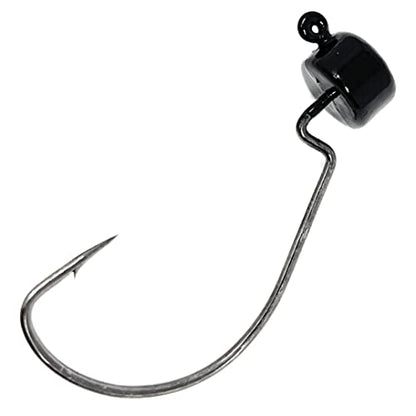 Reaction Tackle Mushroom Jig Heads for Ned Rig Finesse Bass Fishing, Stand-Up Design with Standard and EWG Hook Options (25-Pack) - color: Black EWG, size: 1/16 Oz