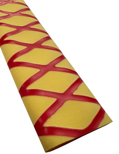 Accering 2-Tone X Pattern Heat Shrink Tubing, Non-Slip Fishing Rod Grip Wrap for Hockey & Tools (φ30mm, L3.3ft, Yellow & Red) - color: Yellow & Red, size: φ30mm, L3.3ft