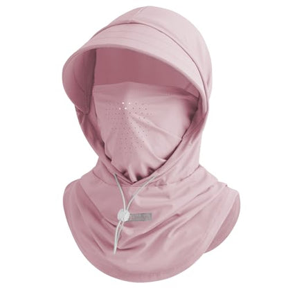 Cooling Breathable Balaclava Full Face Mask with Wide Brim Sun UV Protection Hood for Men Women Fishing Motorcycle Skiing - color: Pink