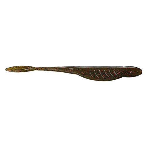 YUM Houdini Shad Soft Plastic Swim-Bait Fishing Lure with 3-Way Modifiable Tail for Custom Tail Action, 5 Inch Length, 10 per Pack - color: Watermelon/Red Flake