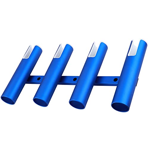 Aluminium Wall-Mounted Fishing Rod Holder for Boat, Garage & Marine - Holds Rods & Poles - color: Large Blue 4 Tubes