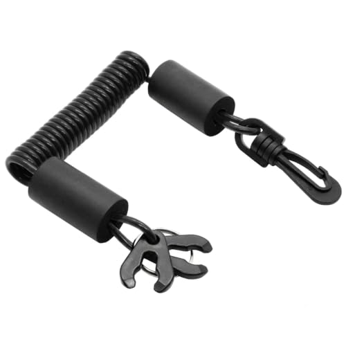 Floatable Boat Kill Switch Lanyard with Backup Key & Flotation Foam - color: Black