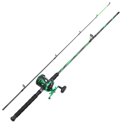 Sougayilang Progressive Glass Fishing Pole Conventional Reel Combo Medium Heavy for Catfish Salmon and Steelhead-7'0"