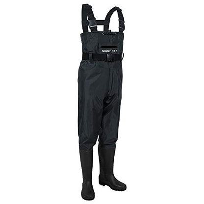 Night Cat Fishing Waders for Men Women Waterproof Hunting Chest Wader with Bootfoot Belt Breathable Lightweight Size 6 to 14 - color: Black, size: 12