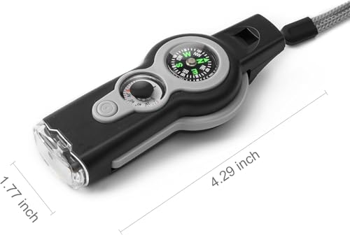 Emergency Survival Function Whistle, Outdoor Multifunctional Tool Safety Whistle with Lanyard, Ideal for Kayaking, Boating, Hiking, Camping, Climbing, Hunting, Fishing, Rescue Signaling - color: Grey