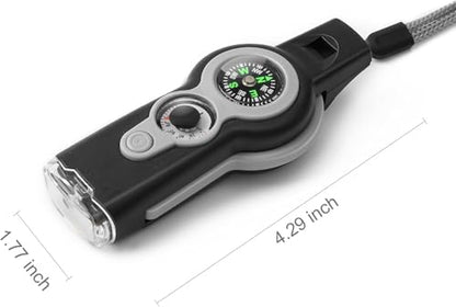 Emergency Survival Function Whistle, Outdoor Multifunctional Tool Safety Whistle with Lanyard, Ideal for Kayaking, Boating, Hiking, Camping, Climbing, Hunting, Fishing, Rescue Signaling - color: Grey