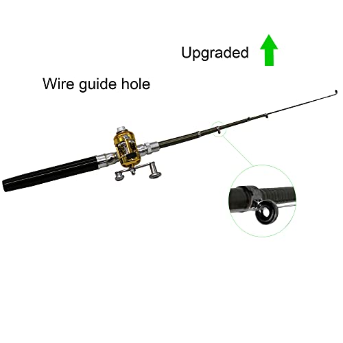 Jatzde Mini Portable Pocket Fish Rod Pen Aluminum Alloy Fishing Rod Pole Reel Combos… - color: Black