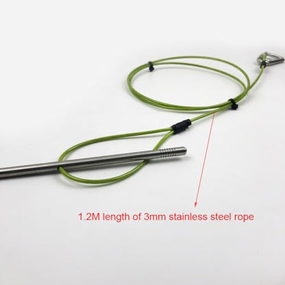 COOLHOOD Fish Stringer with Carabiner and Stainless Steel Cable Stringer Fish Holder for Diving Quick Handspear Underwater Fishing Gear with Tip - color: 80cm