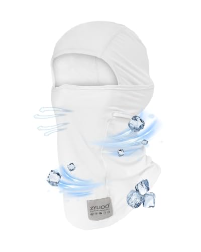 Zylioo XXL Balaclava Mask for Big Heads, Breathable Sun Hood | Roomier 2XL Fit-Cooling mesh fabric helps release heat while giving full head and neck coverage for rides and trails. - color: White