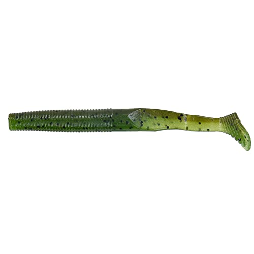 Yamamoto 4" Swimming Senko Soft Worm Paddle Tail Fishing Swim Bait Lures - 10 Pack, Green Pumpkin with Watermelon Laminate