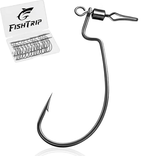 FishTrip 30pcs Swivel Drop Shot Hooks Fishing Rig, EWG Dropshot Hook Rigging for Bass Fishing with Swivel Saltwater Freshwater Sizes 4, 3, 2, 1, 1/0, 2/0, 3/0 - size: 5/0