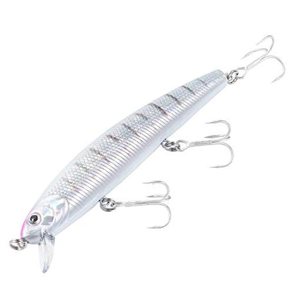 Calissa Offshore Tackle 110mm and 140mm California Inshore Fishing - Special Jerkbait Crankbait Surf Flash Fishing Salt Pro Lure Minnow Zebra MS Metallic Sardine Glow - size: 110mm, style: Barred Surf Perch