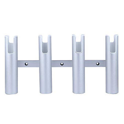 Aluminium Wall-Mounted Fishing Rod Holder for Boat, Garage & Marine - Holds Rods & Poles - color: Silver 4 Tubes