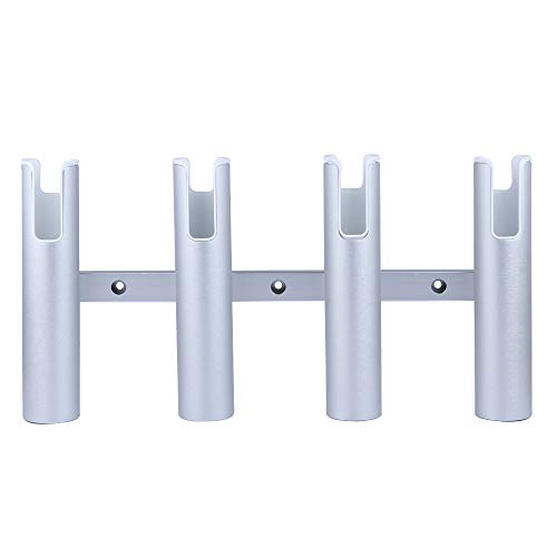 Aluminium Wall-Mounted Fishing Rod Holder for Boat, Garage & Marine - Holds Rods & Poles - color: Silver 4 Tubes