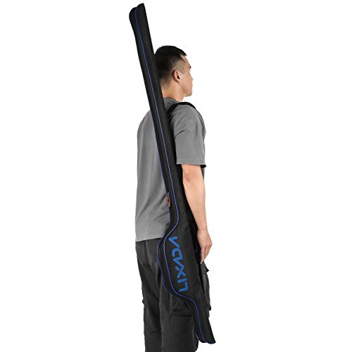 Lixada 63 Inch Fishing Rod Bag Portable Fishing Rod Reel Protective Case, Folding Fishing Pole Holder Cover Rod Tackle Organizer - color: Blue
