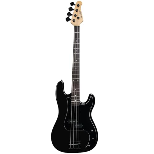 Sawtooth EP Series Electric Bass Guitar, Satin Black w/Black Pickguard - color: Satin Black, style: Right Hand